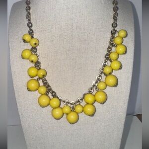 💛 Yellow & Silver Beaded Bib Statement Necklace 💛